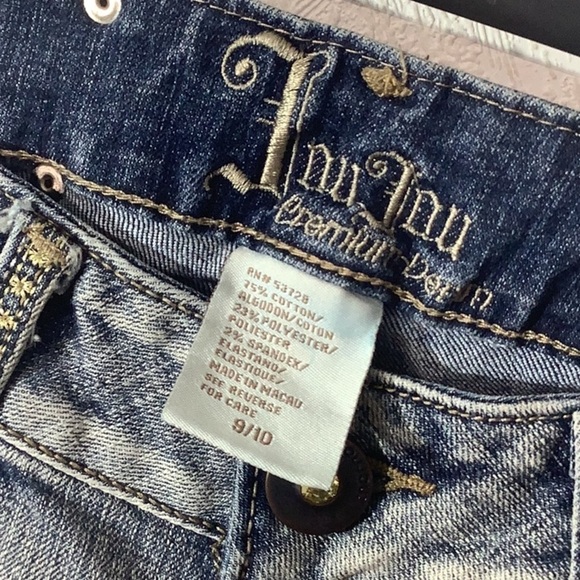 JouJou - Sz 9 / 10 - wide leg - shimmer sparkle embroidery Jeans - see video - Picture 10 of 10